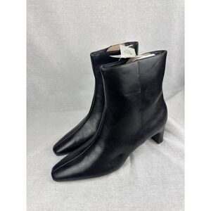 A New Day Womens Black Square Toe Kitten Heel Ankle Boots Memory Foam Size 12